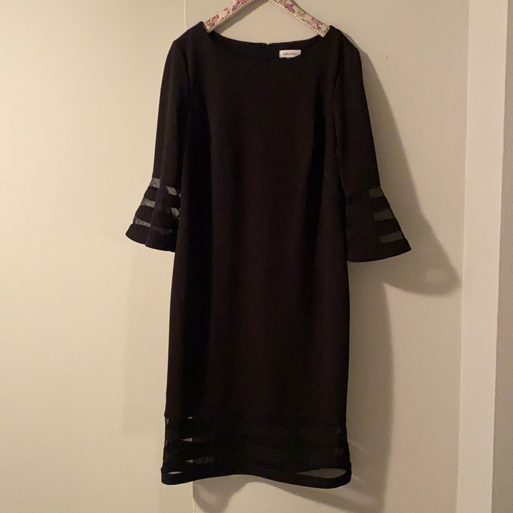 Calvin Klein Bell Sleeve Illusion Sheath Dress